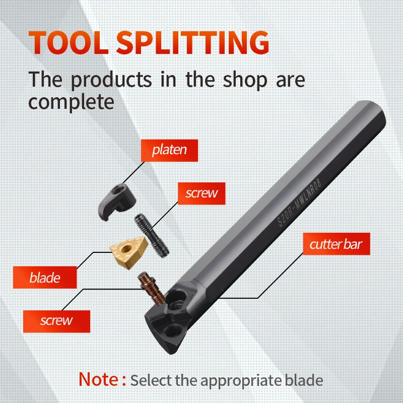 S16Q-MWLNR08 S18R-MWLNR08 S20R-MWLNR08 S32T-MWLNR08 Internal Turning Tool Holder WNMG08 Inserts Lathe Bar CNC Cutting Tools Set