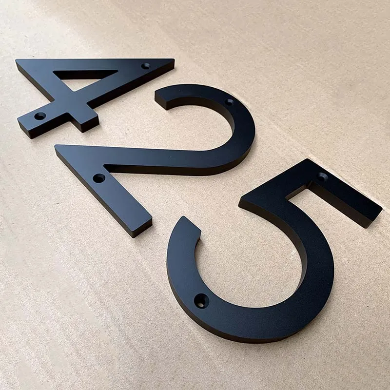 152mm Floating House Numbers Outdoor Street Address Sign Plates 6” Big Black Acrylic Door Numbers For Apartment Yard Mailbox 0-9