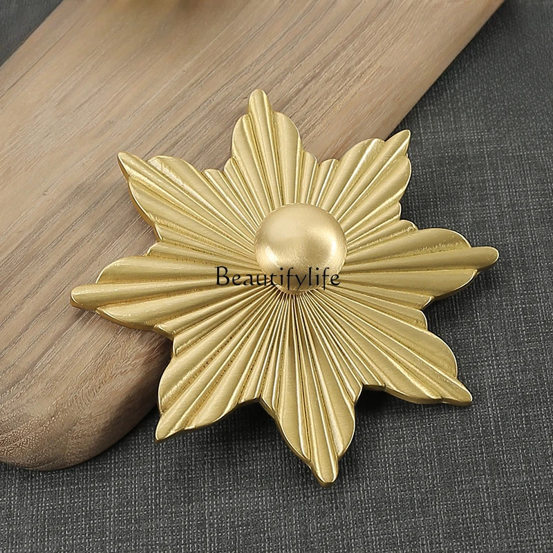 New Chinese Style Handle Cabinet Door Antique Cabinet Retro Large Maple Leaf Drawer Golden Door Handle