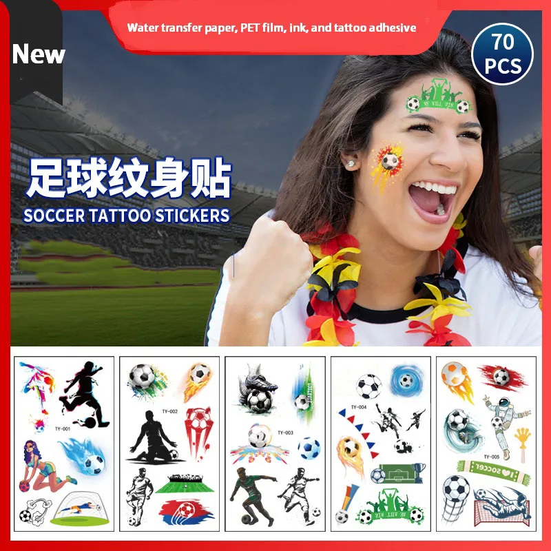 

10PCS/Set Football Tattoo Stickers Waterproof Sports Event Carnival European World Cup Children's Cartoon Face Stickers