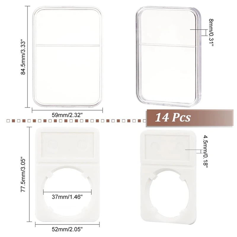 14Pcs Coin Slab Snap Display Holder, 37Mm White Coin Cases For Collectors Coin Display Box Plastic Dollar Coin Holder Durable