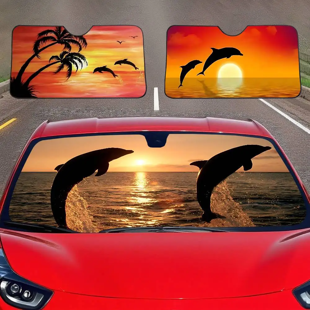 Sunset Dolphins Leap Car SunShade Windshield Car Windscreen Cover Sun Shade Auto Visor Car Accessories