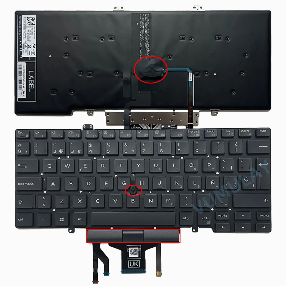 

Spanish Backlit Keyboard for DELL Latitude 7400 7401 7402 5400 5401 5402 5410 5411 0MGFYP SPN SG-97510-2EA SN2003B With Pointer