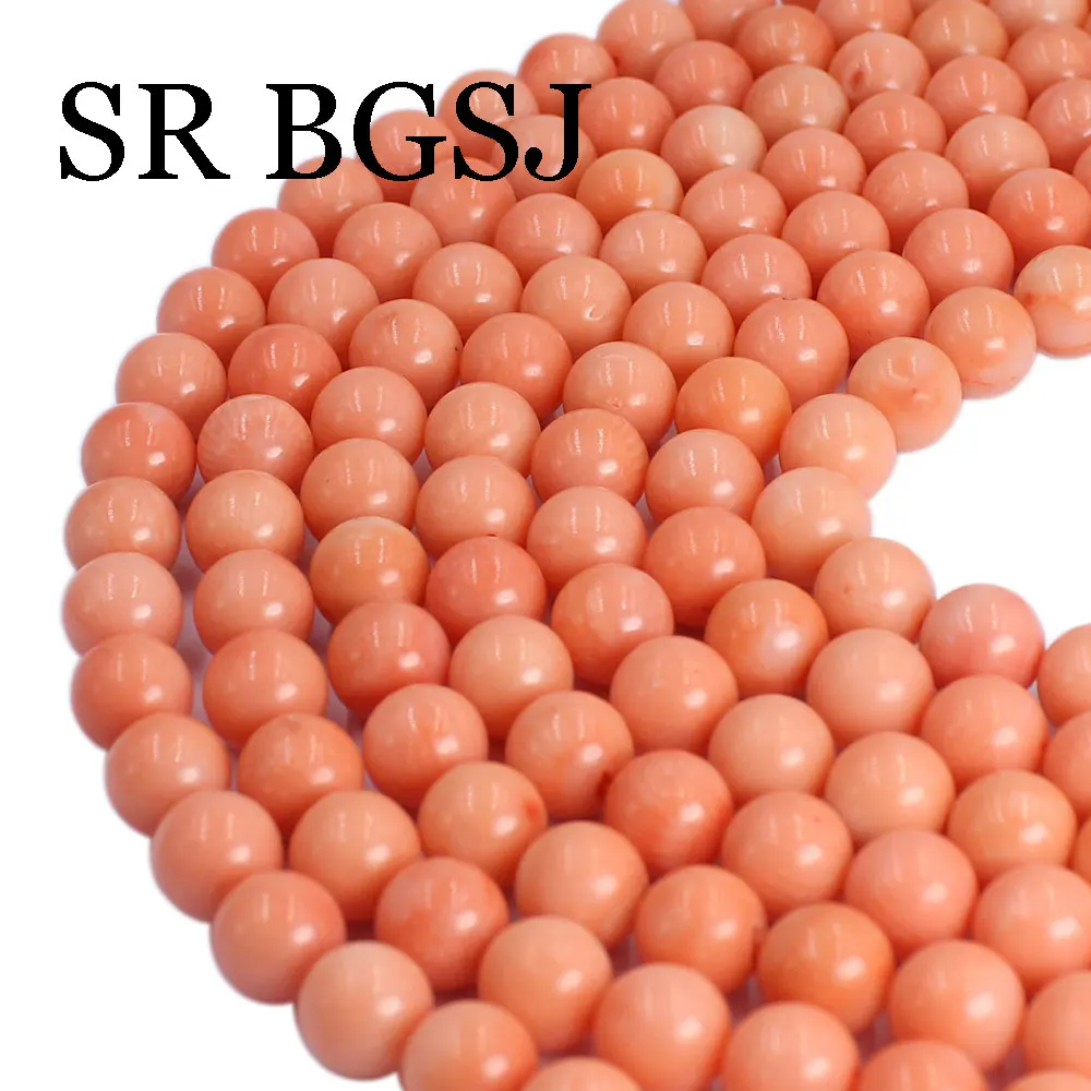 15inch 9-10mm 3A Genuine Natural Light Round  Orange Coral Loose Beads for Jewelry Making DIY Bracelet Necklace Accessories