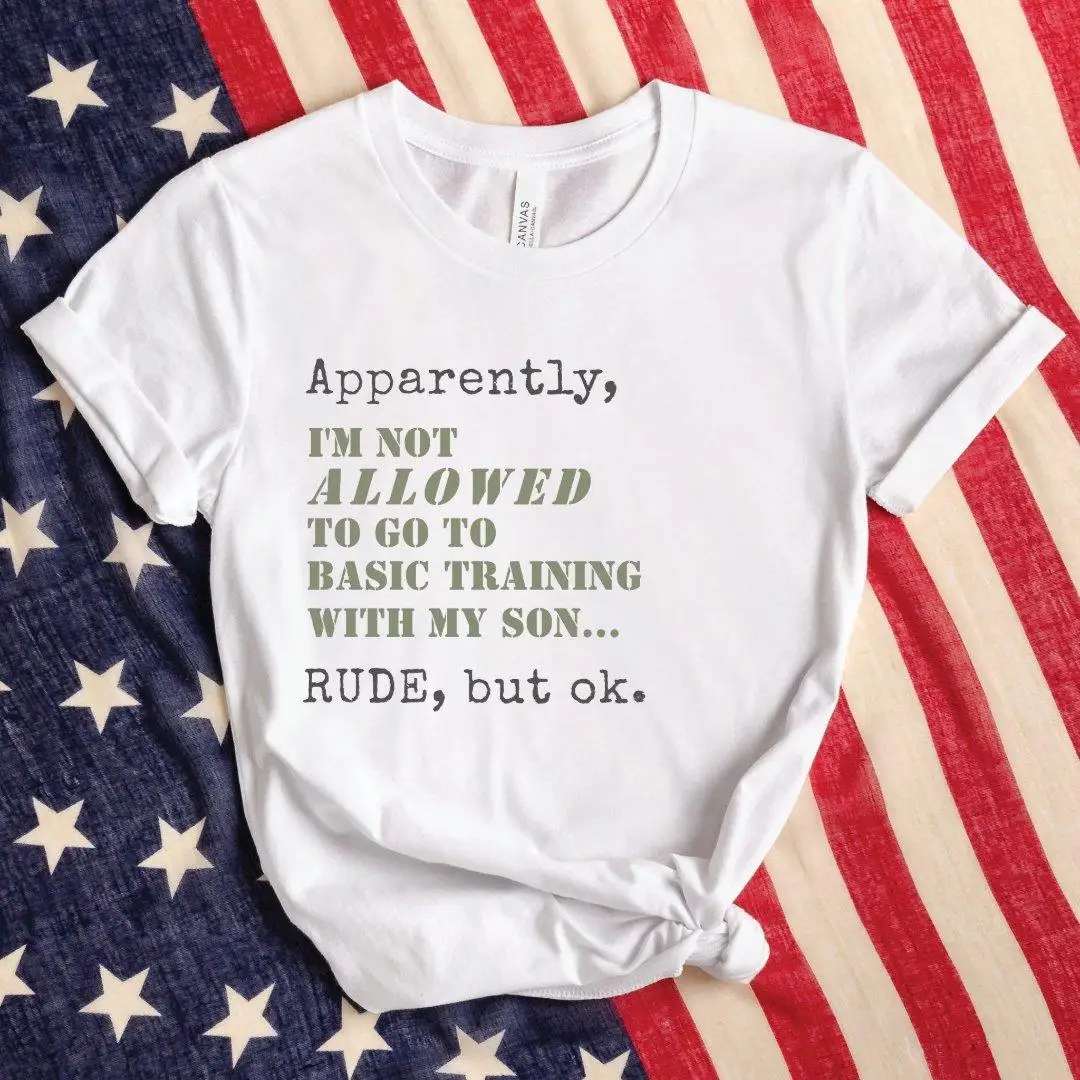 

Funny Military T-shirt, Proud Army Mom & Dad Top, Basic Training Slogan Tee, Soldier Family Gift, Military Appreciation Shirt