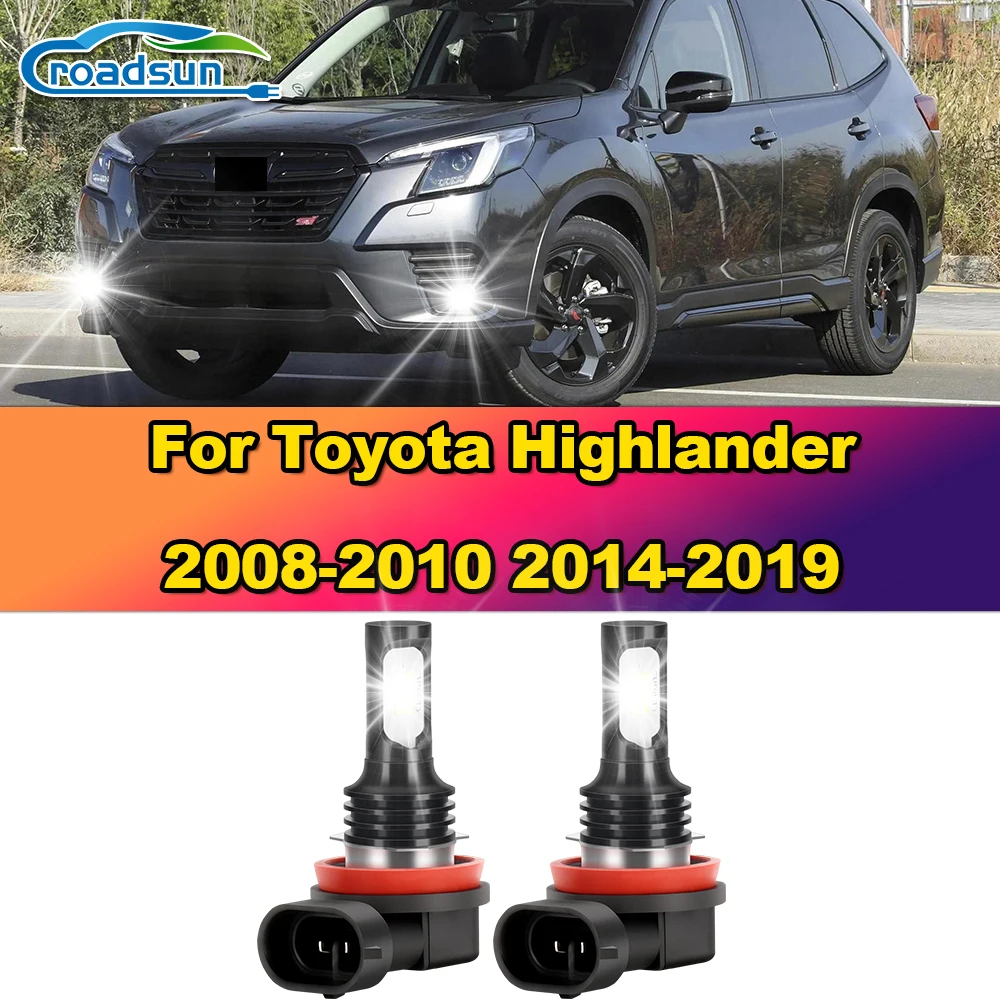 2Pcs H11 LED Fog Lights Bulbs 12000LM Car Fog Lamps 6000K White 12V For Toyota Highlander 2008-2010 2014-2016 2017 2018 2019