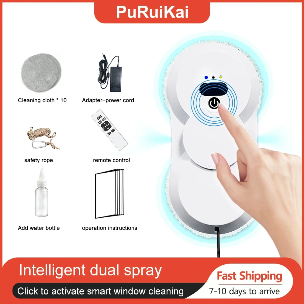 PuRuiKai robot electric automatic window cleaning Robotic vacuum cleaner, with remote control, two-way automatic spray