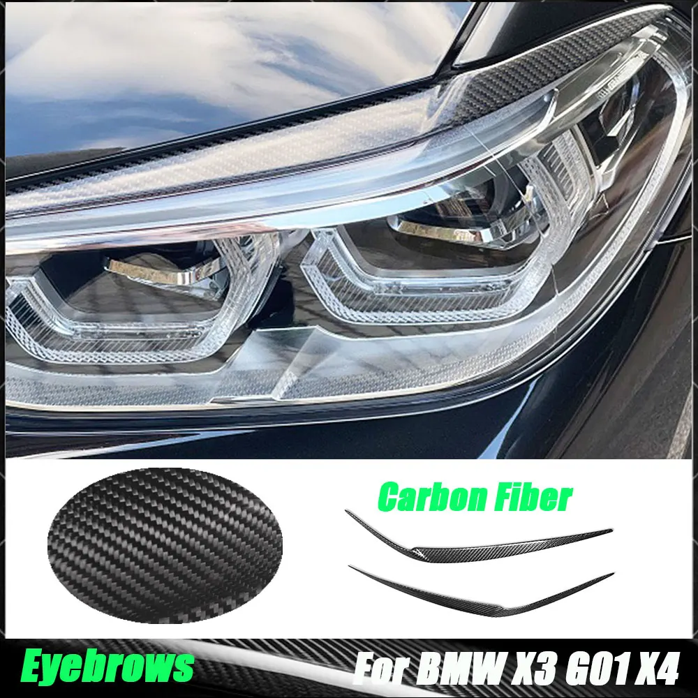 

Headlight Cover Carbon Fiber Eyelid Eyebrow Sticker Decal Cover Eyelid Cover Sticker for BMW X3 G01 X4 G02 X3M X4M 2018-2021