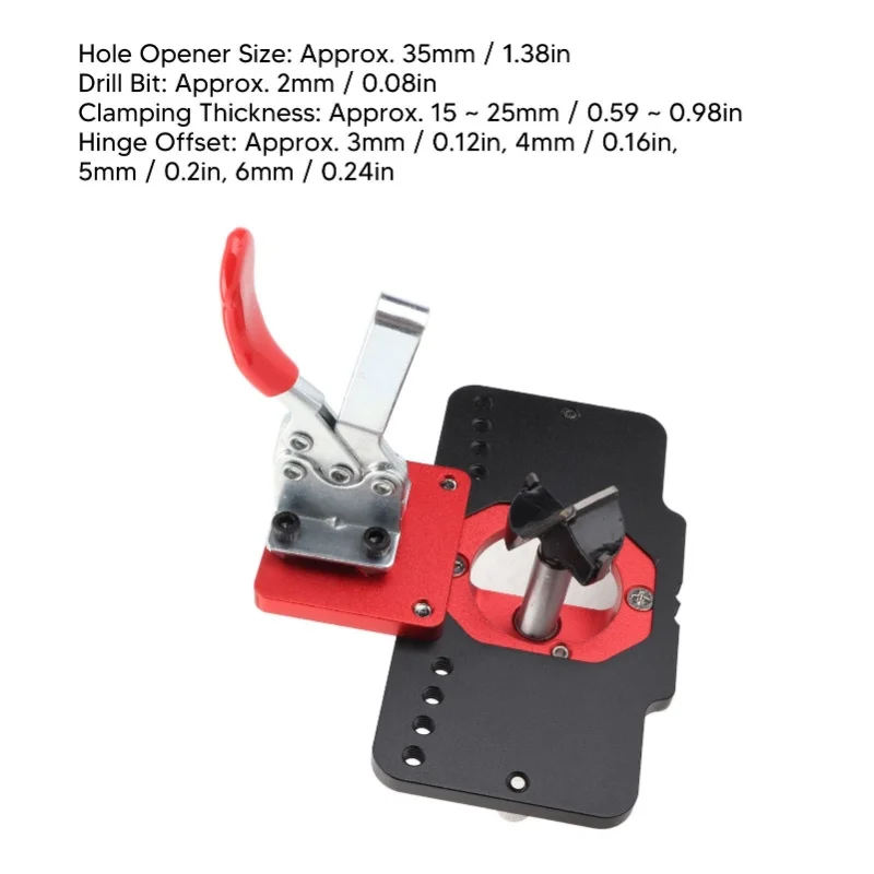Gabarit de charnière dissimulé 35mm, Guide de perçage de trous de charnière de porte, Kit de forets pour le travail du bois