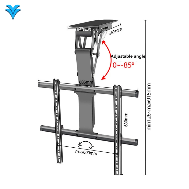 Adjustment Electronic Foldable Flip Down Remote Control Multi-Directional Motorized Ceiling   Trolley Stand TV