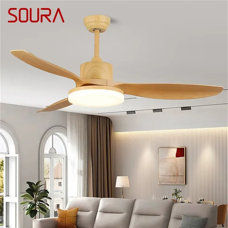 

SOURA Modern Fan Light Luxury Living Room Restaurant Bedroom Study LED Ceiling Fan Light Remote Electric Fan Light