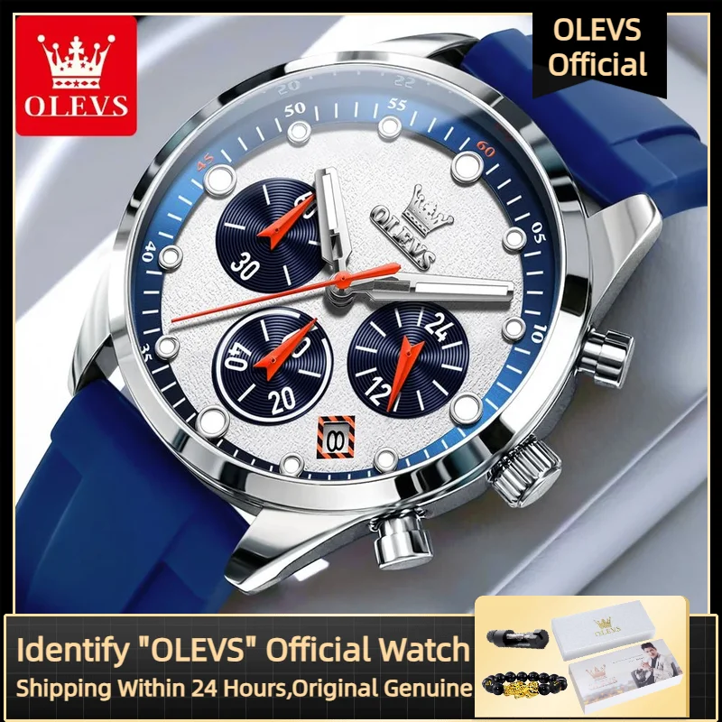 OLEVS 5602 Top Luxury Quartz Men's Watch Silicone Strap Multifunctional Timing Code Classic Luminous Waterproof Men's Watch