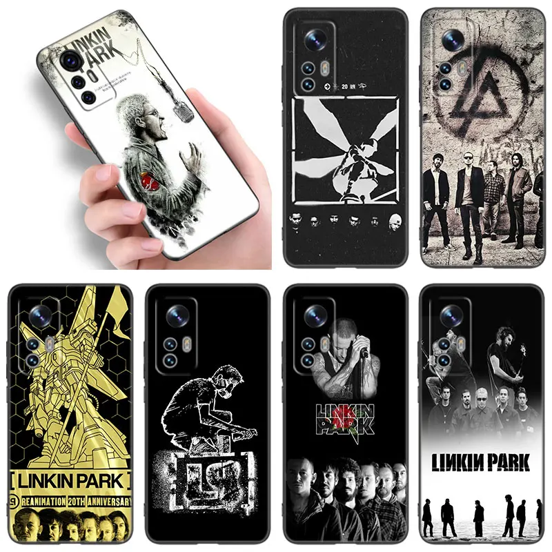 L-Linkin P-Park Black Silicone Phone Case For Xiaomi 10T 11 Lite 11T 12S 12X 13T 14 Pro A1 A2 POCO M3 M4 M6 X3 NFC X5 Pro F3 F5