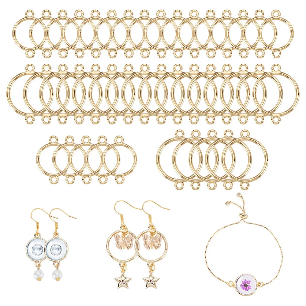 40Pcs Open Bezel Connector Charms 2 Styles Open Frame Pendant Hollow Bezel Charms Bezel Pendants for Resin Casting Necklace