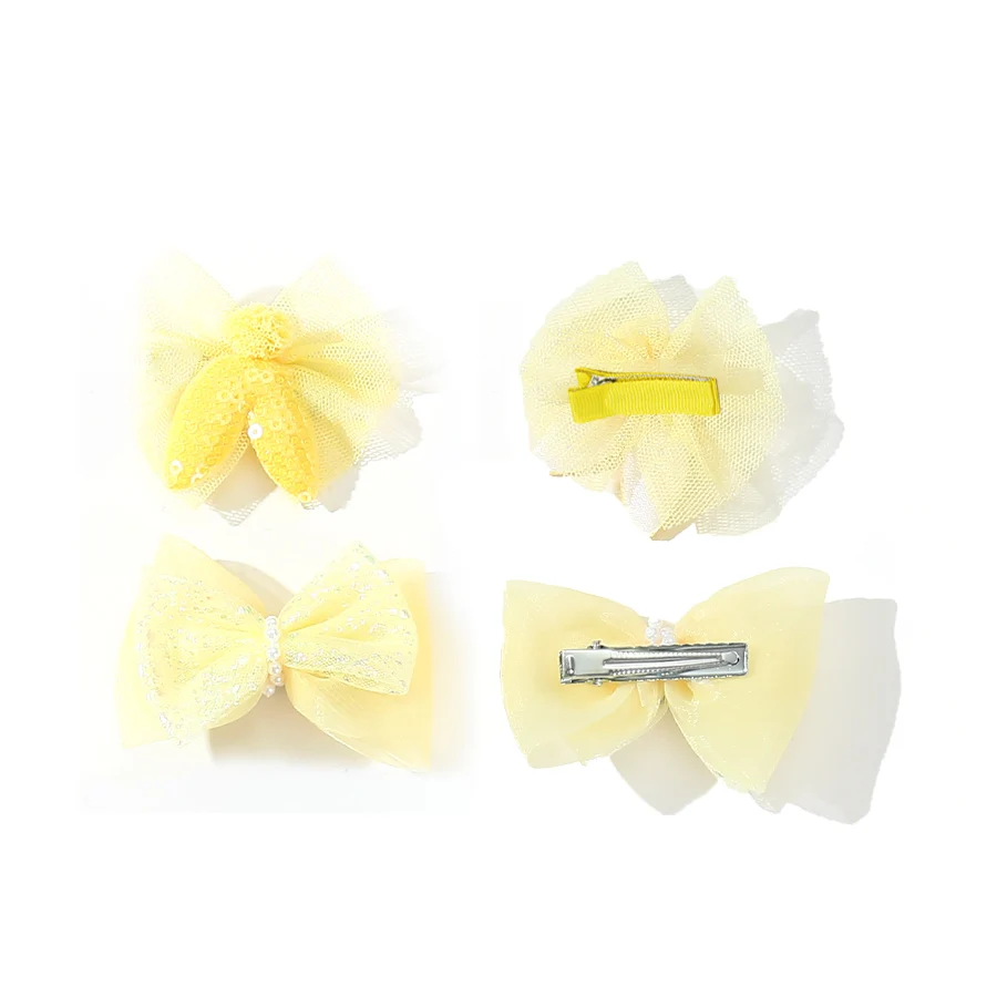 4pcs Dog Bows Stylish Hair Clips for Fur Pet Yorkie Cute Topknot Bows Flower Hair Bin Adorable Puppy Grooming Barrette