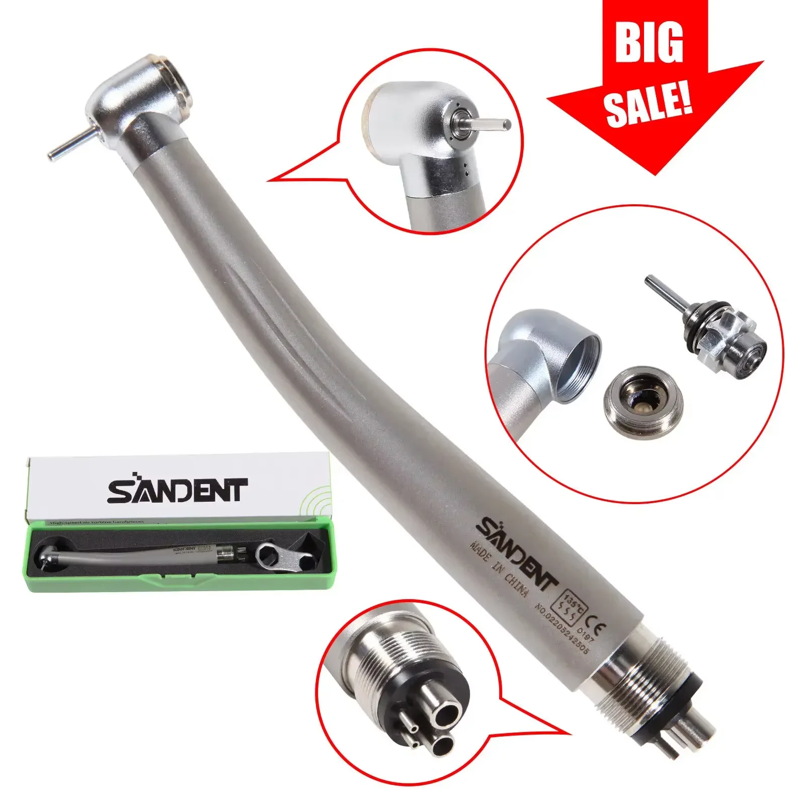 Dental Fiber Optic LED Light E-generator /High Speed Handpiece Turbine 4Hole Quick Coupling fit NSK