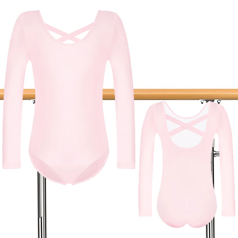 Girls Team Basic Long Sleeve Ballet Dance Leotards for girl Gymnastics Dance Tops with Crisscross Straps and Soft Lining