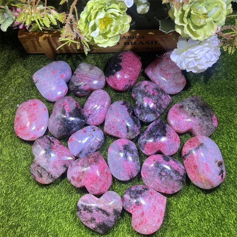 

# Hot Sales Wholesale Natural High Quality Crystal Beautiful Polished Rhodonite Heart And Palm Stone For Decoration