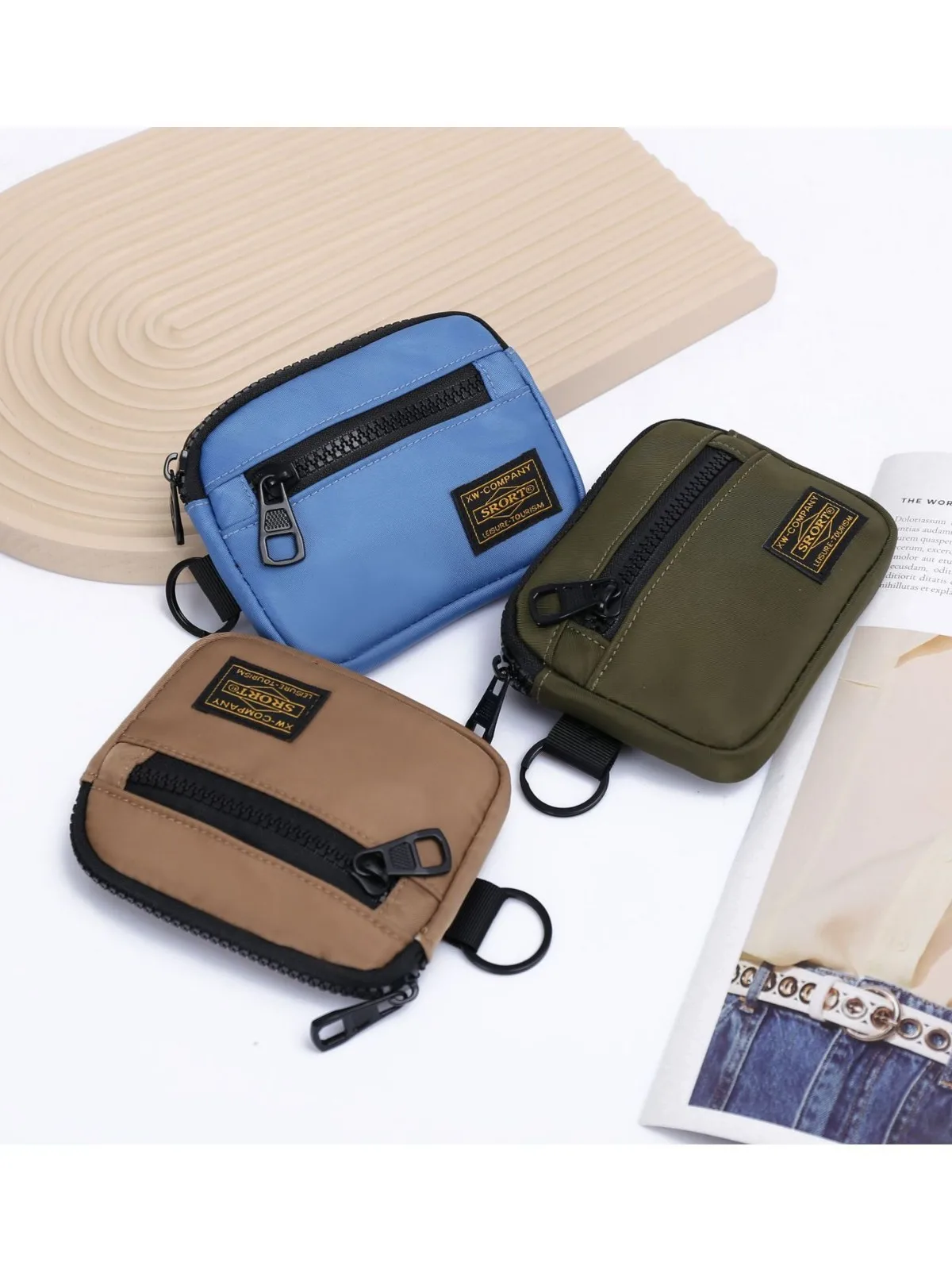 Trendy and fashionable Oxford cloth coin purse, men's and women's workwear style, portable small card bag, casual multifunctiona