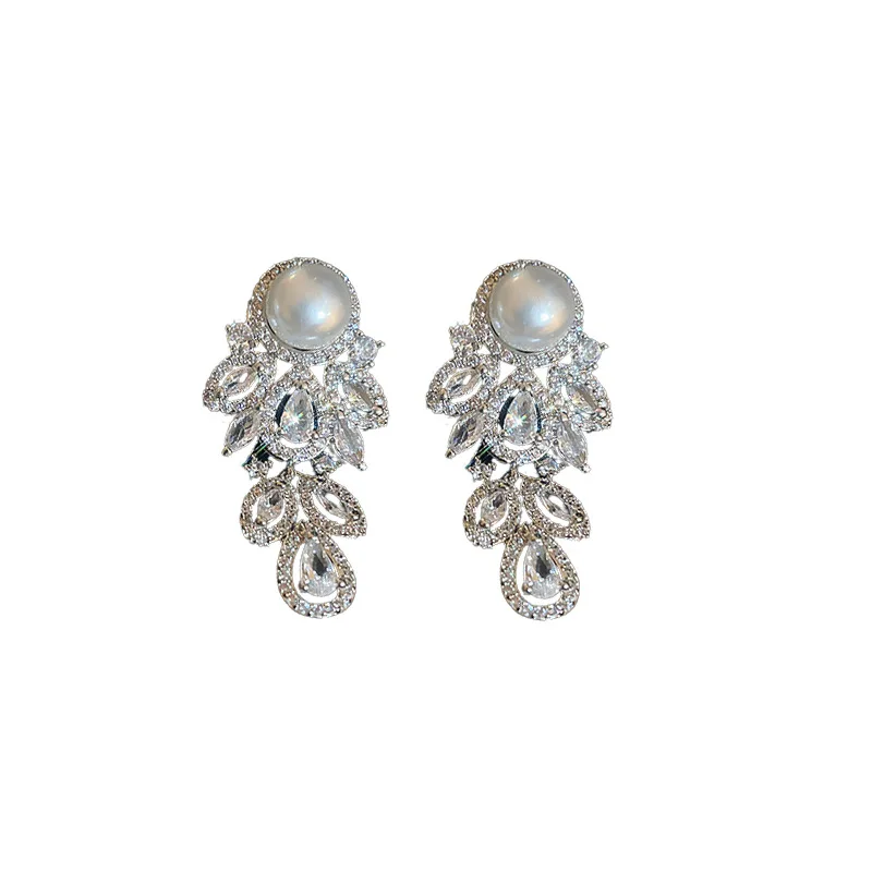 Fashion Austrian CZ Zirconia Crystal  Earrings For Women  Luxury Bridal Wedding Party Jewelry Gift