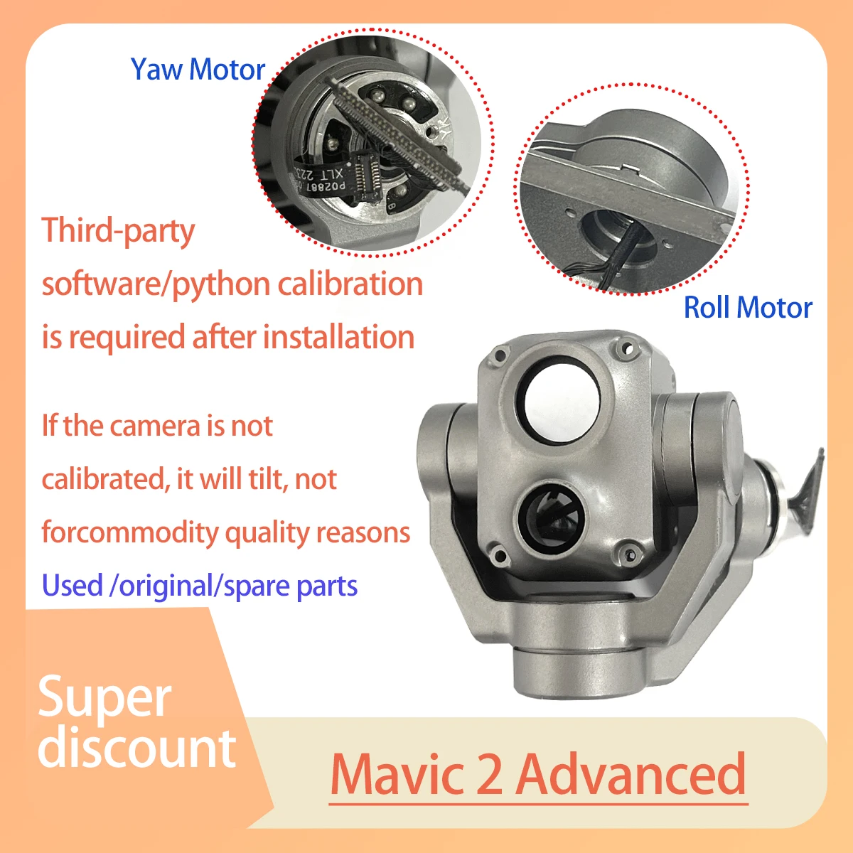 

Original Mavic 2 Advanced Industry PTZ Axis Arm Assembly with YPR Motor Cable Suitable for DJI Mavic 2 Series Repair Parts