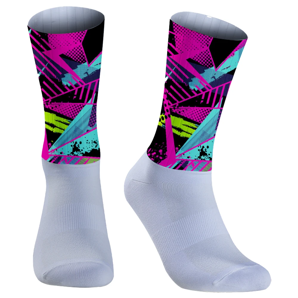 2024 neue Graffiti Reit socken Pro Race Compressie Radfahren Mountainbike Races okken Mannen Vrouwen Calcetines Ciclismo Hombre