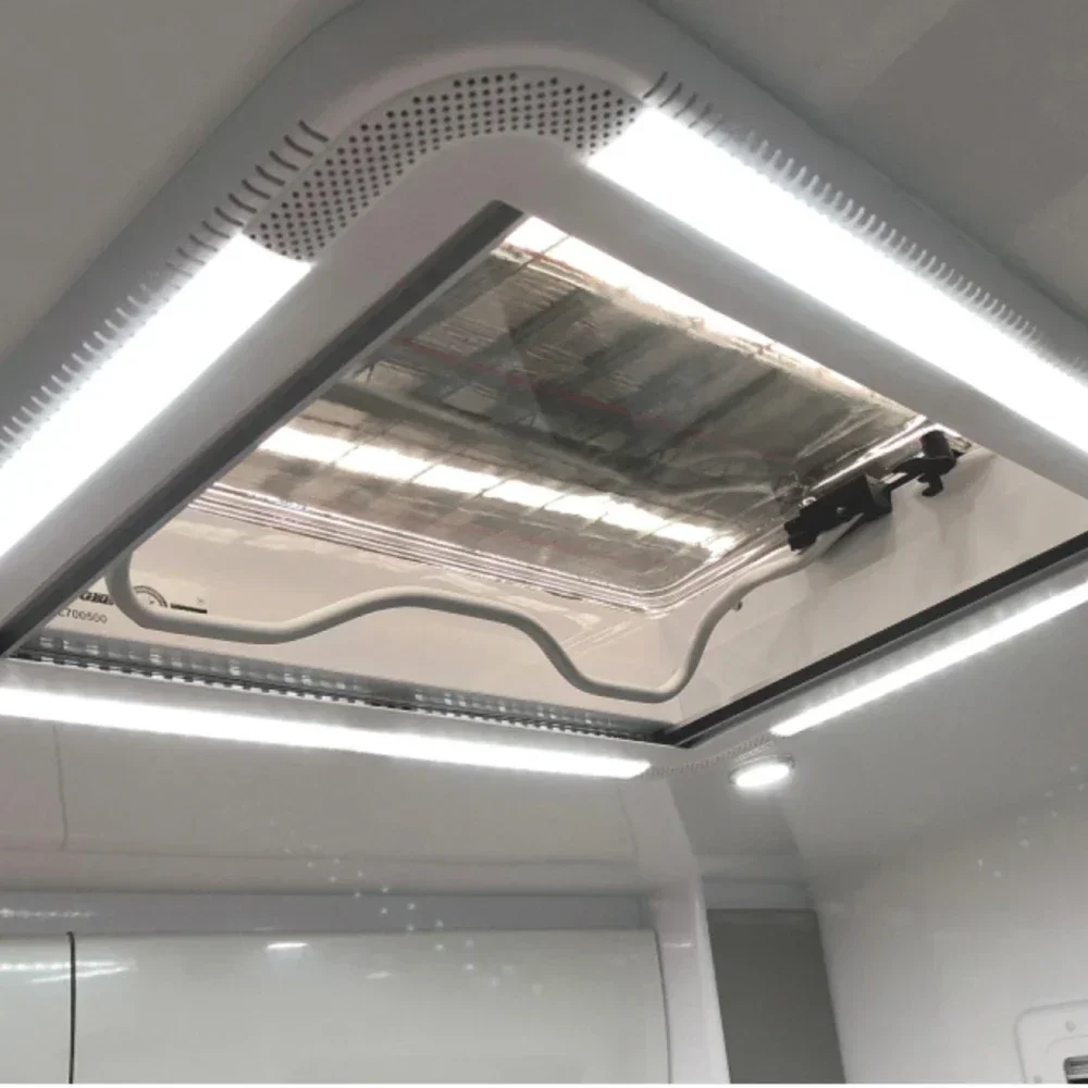 

RV Skylight With LED Double Glazed Dome Top Maximum Opening To An Angle Of Degree Interior Frame With Blind And Flyscreencheap A