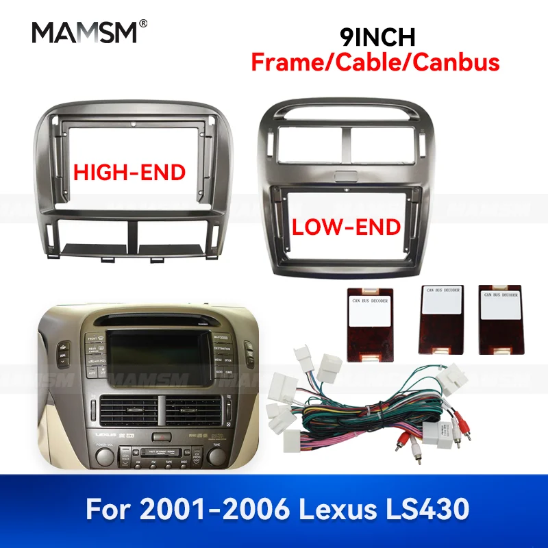 

MAMSM 9-дюймовый для Lexus LS430 Android 2001-2006 гг., автомобильный радиоприемник, стерео рамка, GPS MP4, мультимедийный жгут проводов, комплект Canbus Box