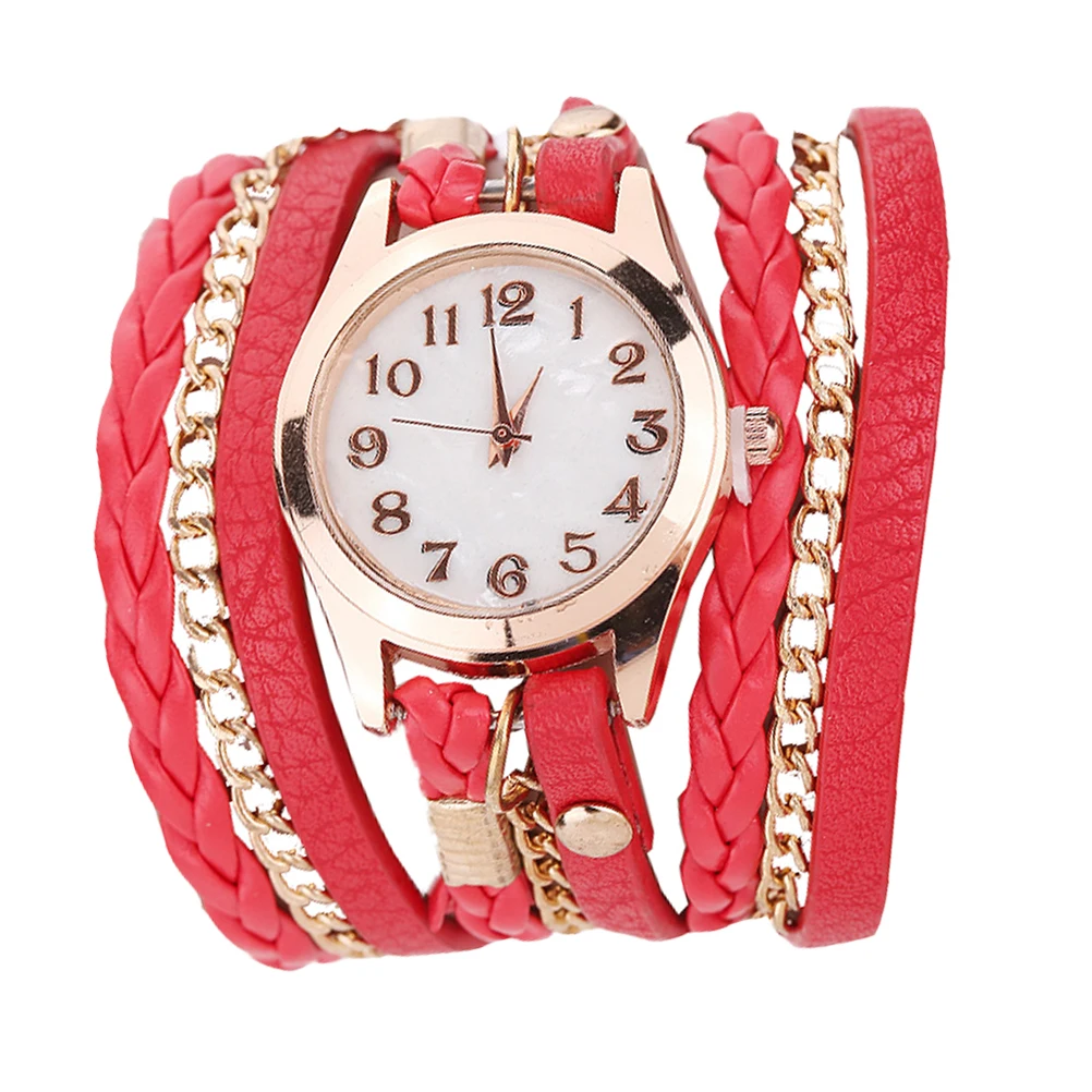 

Women Wrist Watch Casual Ladies Quartz Watches Female PU Bracelet Valentine Gift Stylish Fashion H made Woven