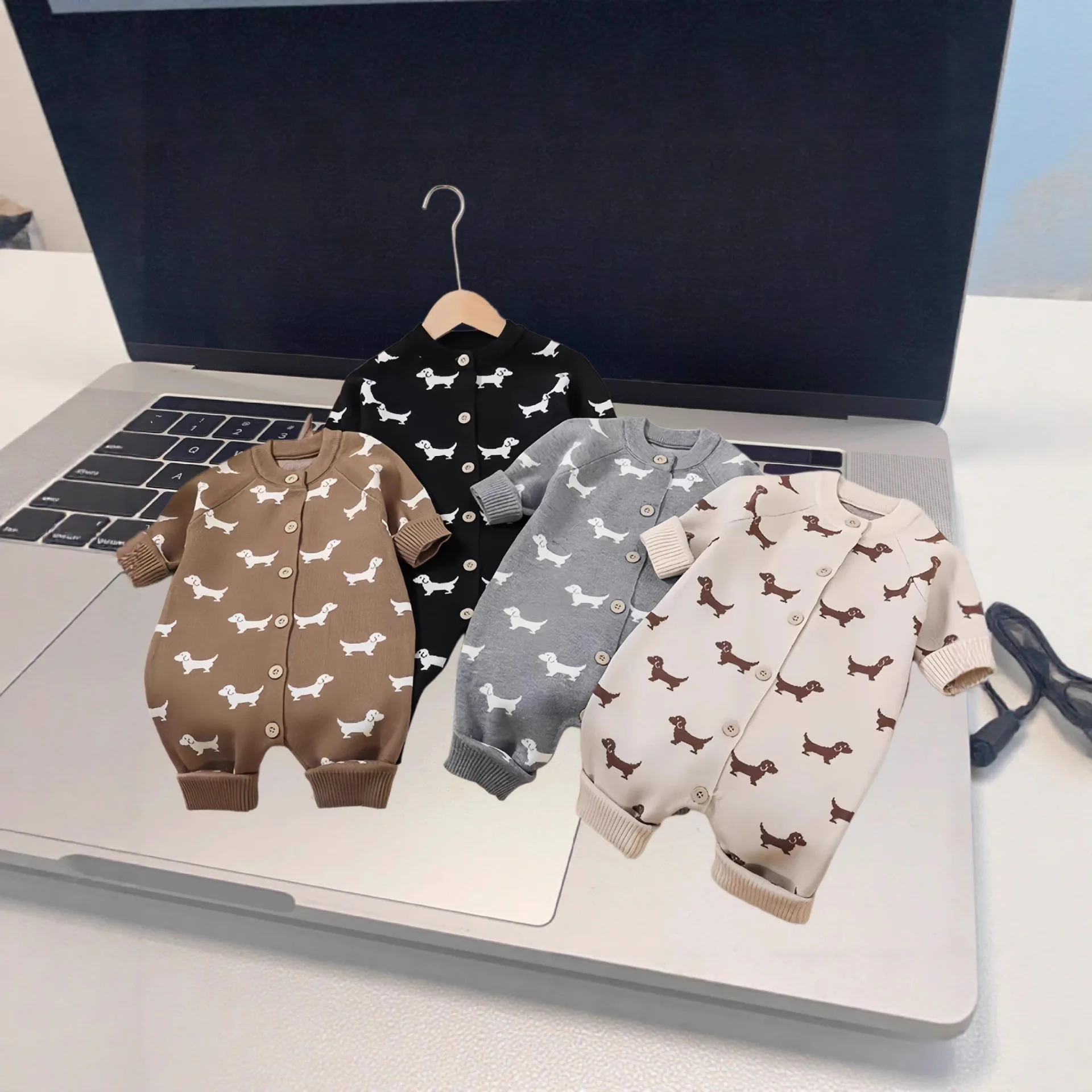 Somenie Baby Sweater Onesie New Line Shirt Newborn Baby Climbing Clothes Romper Full of Printed Children's Clothes