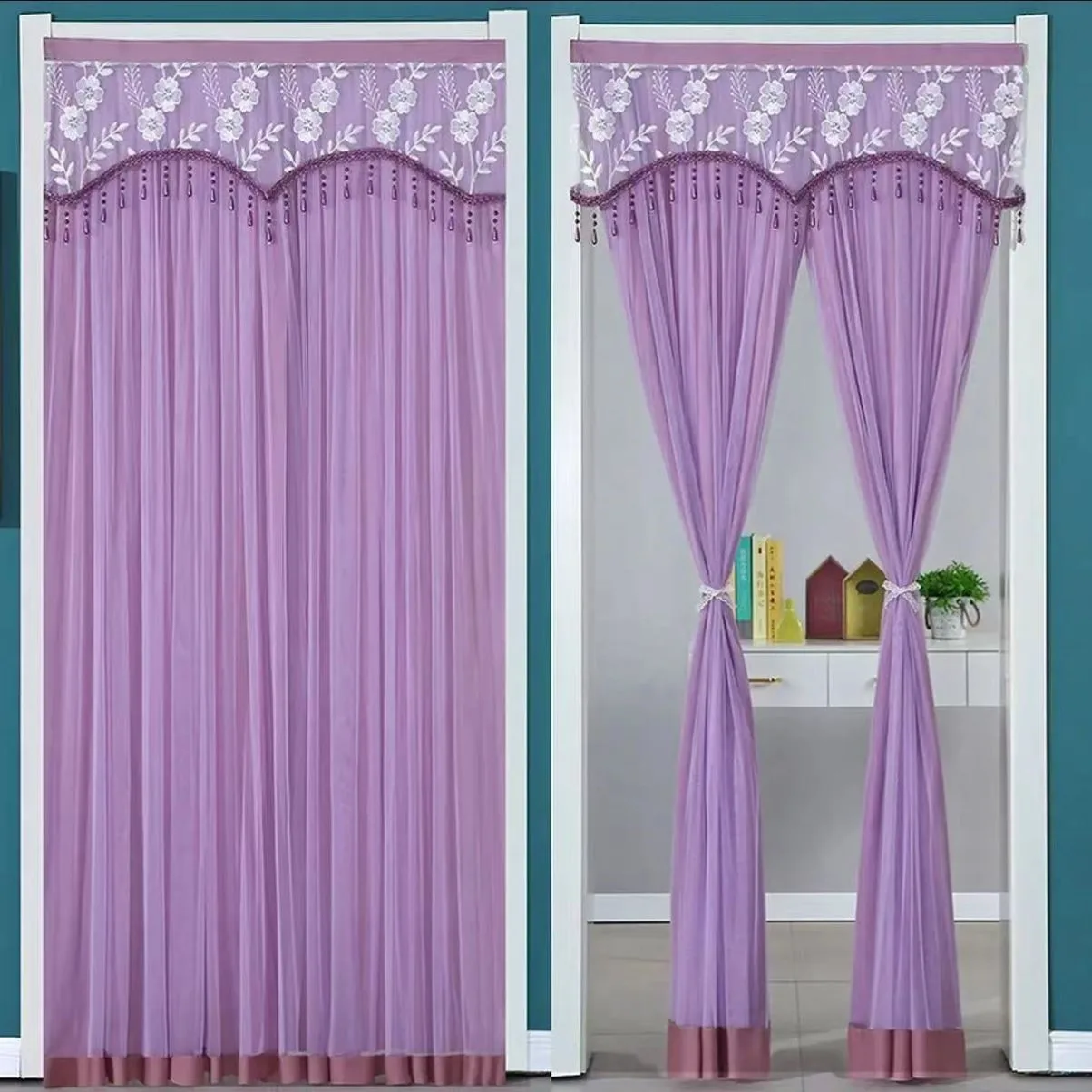 

Door Screens Mosquito Net Door Double Open Anti-privacy Curtain Living Room Bathroom Partition Self-paste Without Punching