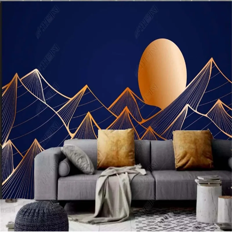 Modern Fashion Light Luxury Abstract Golden Line Wall Paper Home Decor Geometric Living Room Mural TV Sofa Background Wallpapers