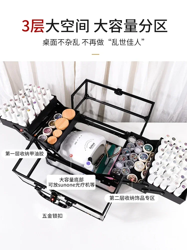 Caja de herramientas para uñas, caja especial de almacenamiento para cejas de gran capacidad, cesta de almacenamiento de escritorio, bolsa para pegamento de aceite de uñas