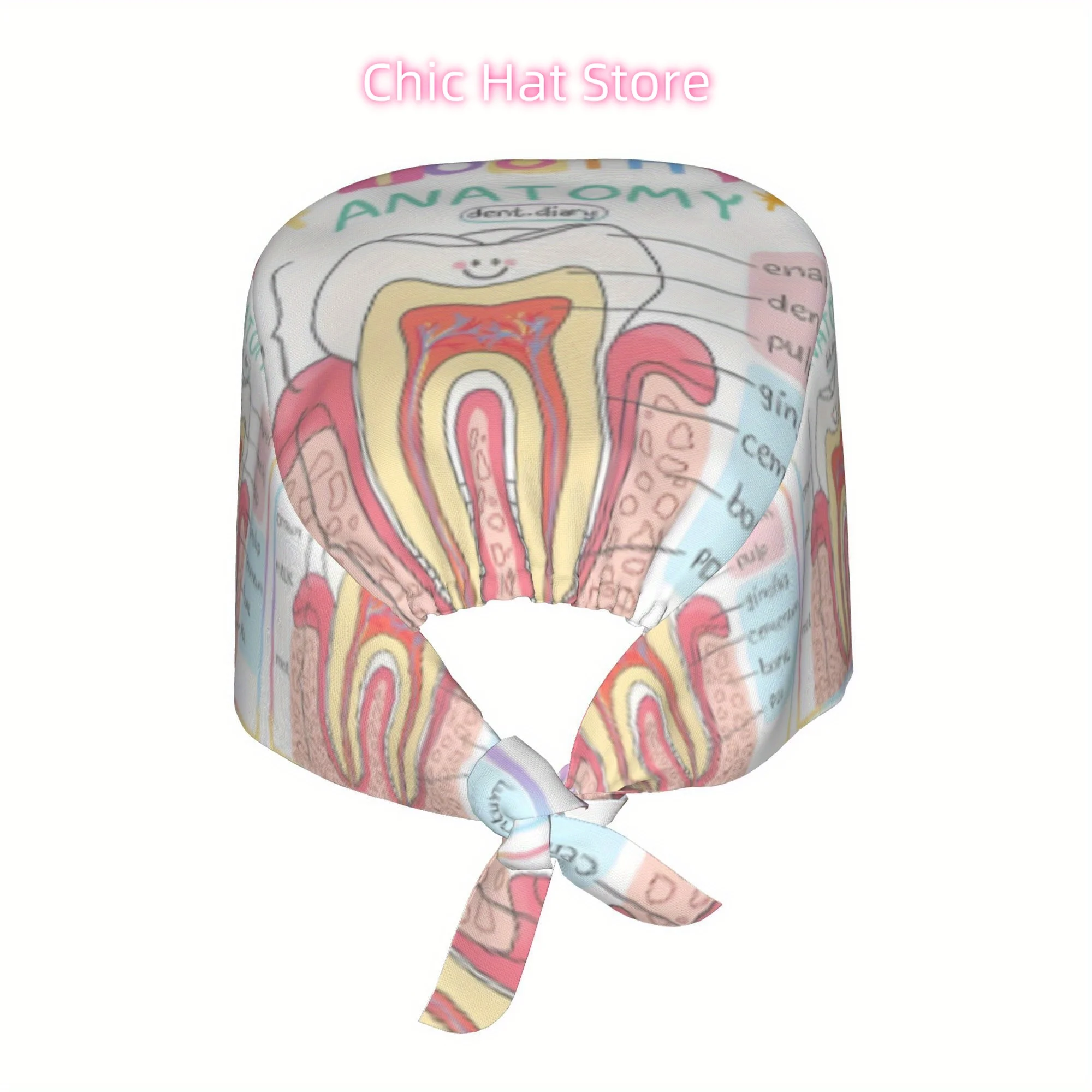 1pc, Nurse Cap Printed Work Hat, Fashionable Men's and Women's Headscarf, Lightweight and Adjustable Back-tie Nurse Hat, Chef Ha