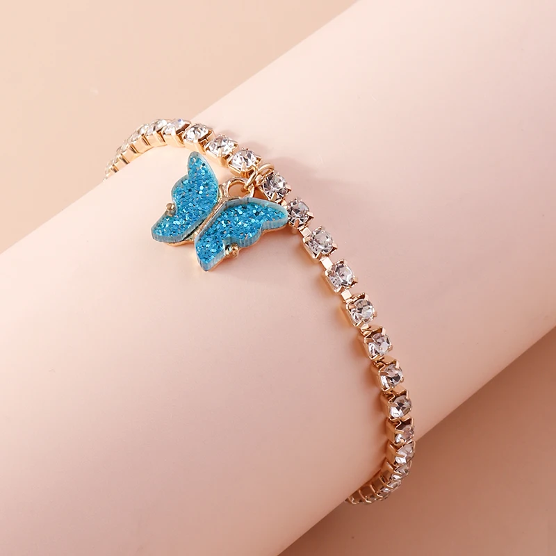 Aihua Neue Glänzende Kubische Tennis-Ketten-Schmetterlings-Armbänder für Frauen Sommer Strand Verstellbare Armbänder Geburtstagsparty-Schmuck – Detail 4