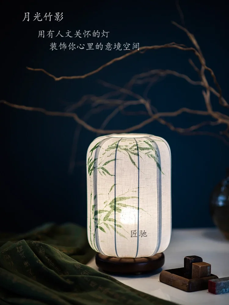 

New Chinese classical Chinese style art desk lamp handmade painting charging touch dimming study