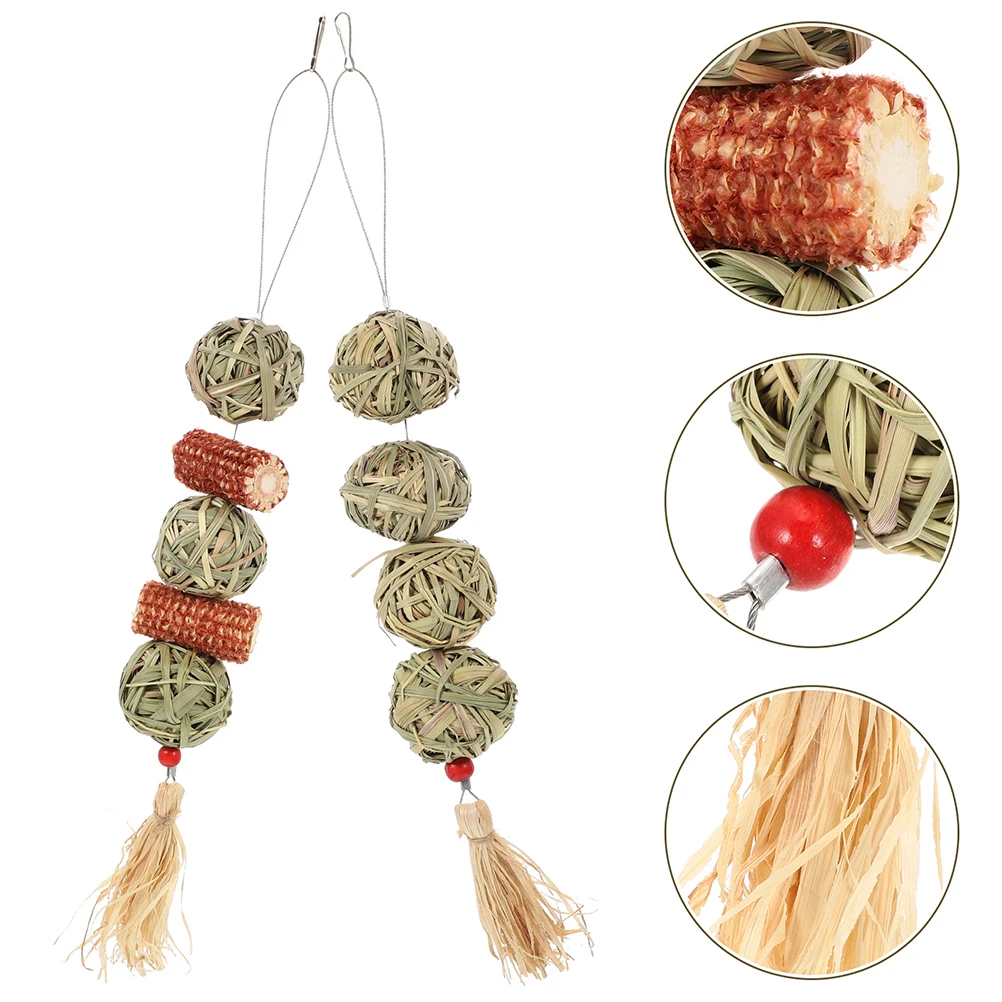 

4pcs Hamster Chewing Natural Grass Biting Ball For Rabbit Guinea Pig Teeth Cleaning Durable Pet Supplies Hanging Chew Plaything