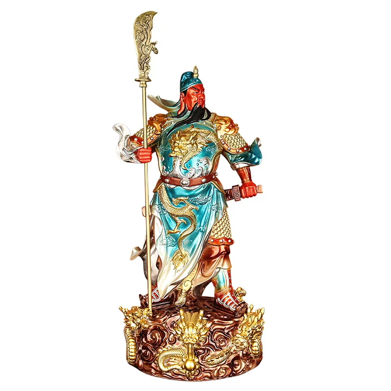 

All-copper painted Guan Gong opened Copper Guan Gong Buddha statue handicrafts