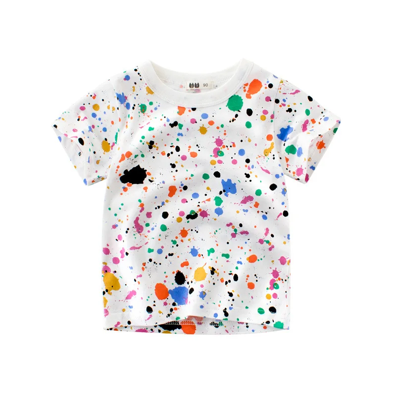 

Graffiti T Shirt Boys 2024 Summer New Children's Short Sleeve O-Neck Cotton Tops Tees Shirts Kids Clothes 2-10Y Drop Shipping