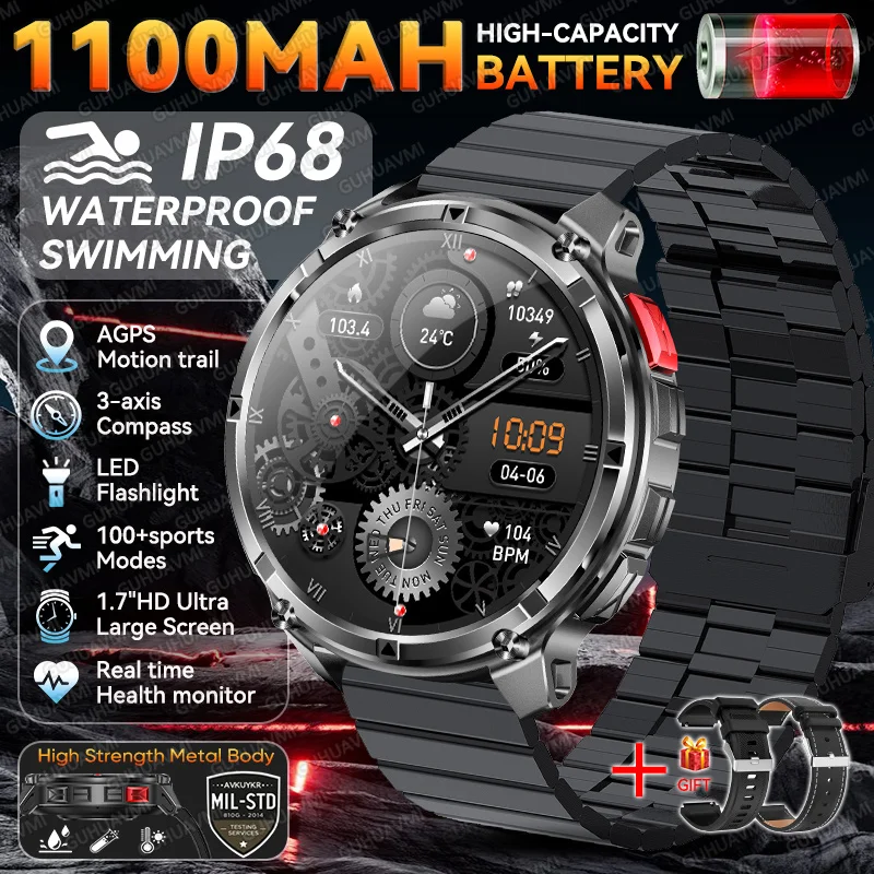 2026 Nieuwe T-Rex3 Ultra 1100 mAh Super Capaciteit Batterij Volwassen Mannen Smart Horloge 1.7 "Groot Scherm Oproep 5ATM Waterdichte Sport Horloges