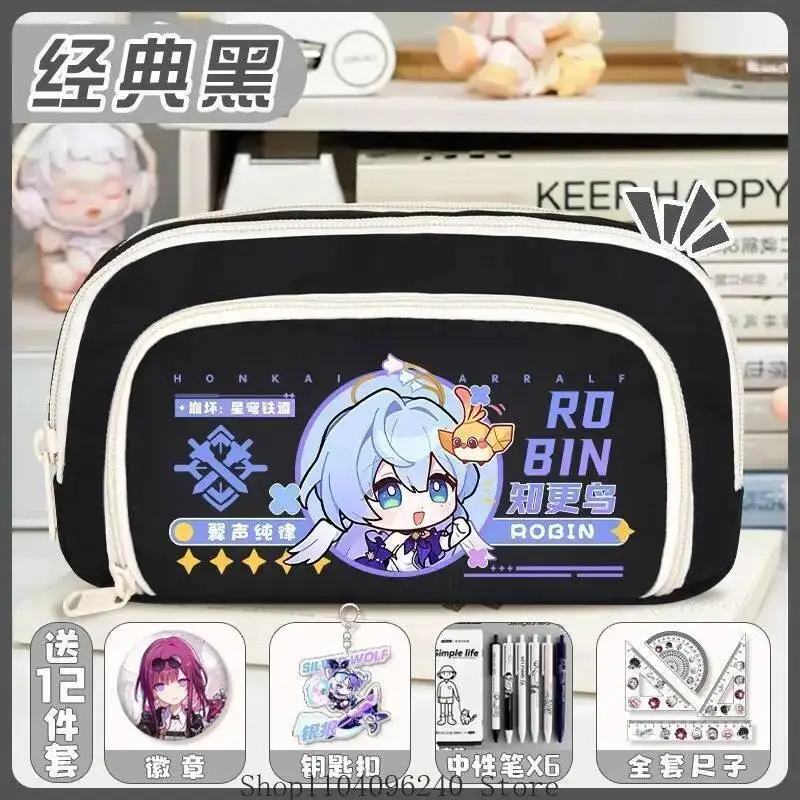 

Anime GAME Honkai: Star Rail The Herta Castorice Anime Capacity Pencil Cartoon Stationery Holder Bag Pen Case School Cosplay Hal