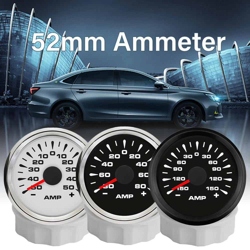 ELING 52mm Ammeter Ampere Meter +/-50A +/-80A +/-150A  with Current Sensor and 8 Colors Backlight for Yacht Car Boat 12V 24V