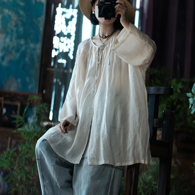 Übergroße Frauen Casual Leinen T-shirts Neue Ankunft 2025, Sommer Vintage Stil Oansatz Einfarbig Lose Weibliche Lange Tops Tees M771