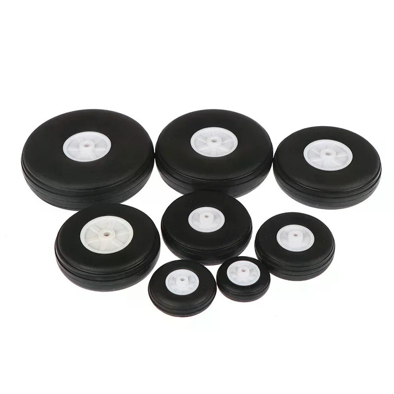 Roda de borracha pu de alta elasticidade, 2 peças, diâmetro 1/1.25/1.5/1.75/2/2.25/2.5/2.75 tamanhos para modelo de avião de asa fixa rc, pneus diy