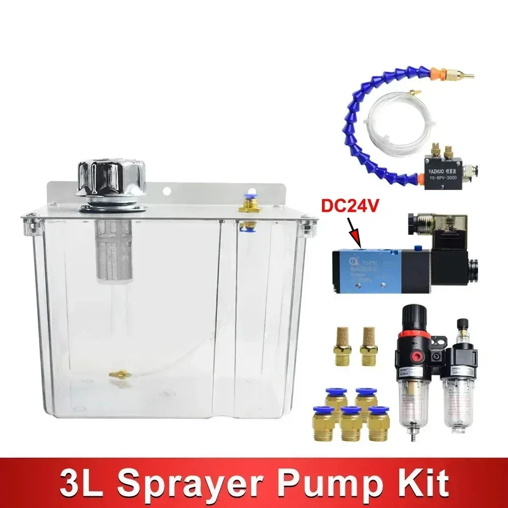 

CNC Machine Tool Pneumatic Sprayer Water Pipe Oil Pump Lubrication System Low Pressure Water Spray Transparent 3L Oil Tank