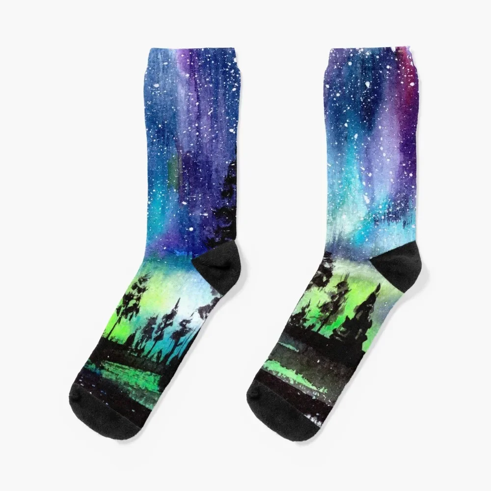 Northern Lights Aurora Borealis Socks gift sheer Men's Socks Luxury Women's