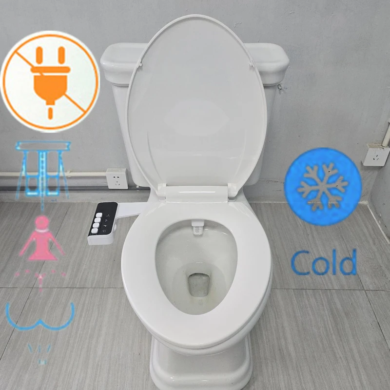 No-Power Bidet Toilet Cleaner Bidet Wash Inteligente Dual Nozzles Bidet Function Foldable Toilet Cover Bathroom Accessories