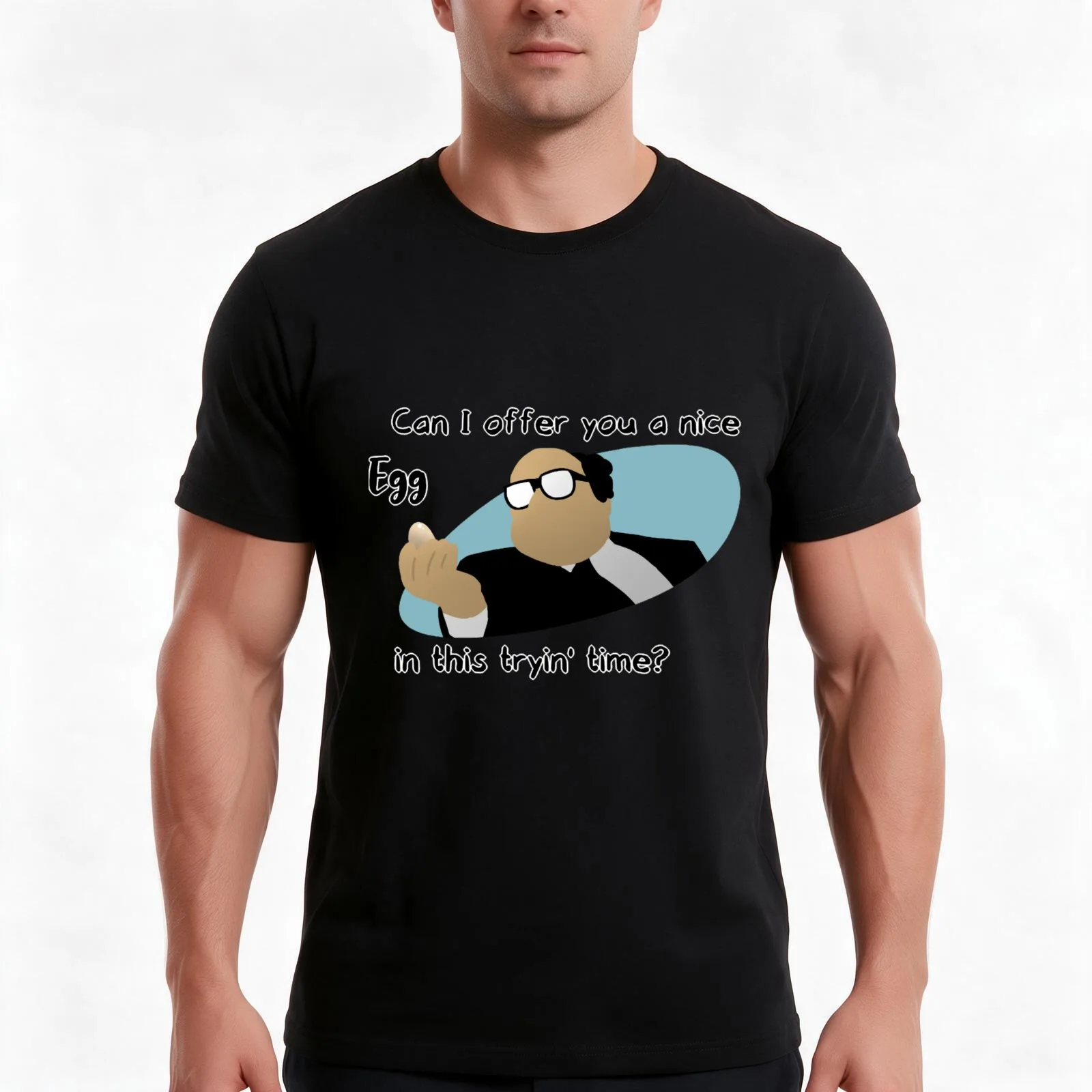 Can I offer you a nice egg T-Shirt, Summer Casual Cotton Tee, Oversized Streetwear Tops, Vintage Graphic Print, Unisex Men Women