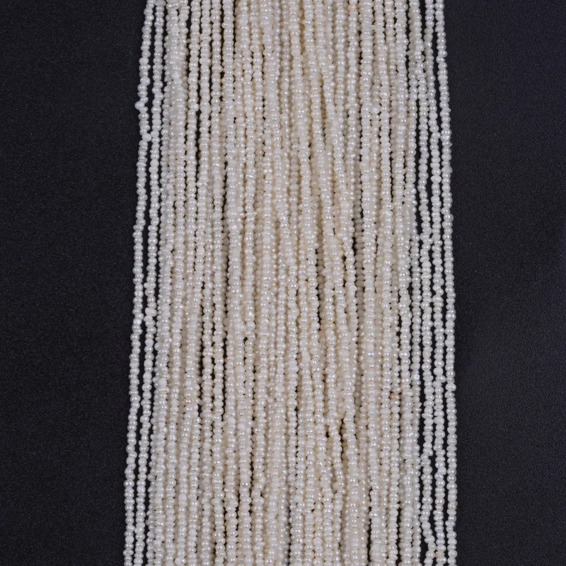 

50cm1-1.25mm AA Natural White Real Loose Beads Freshwater Potato Pearl Strand