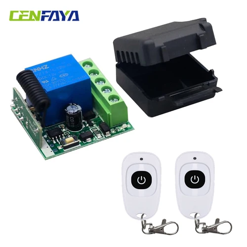 CENFAYA DC 6V 9V 12V 24V Control remoto inalámbrico 1CH módulo receptor de relé RF interruptor de encendido/apagado modo de palanca para puerta de luz LED